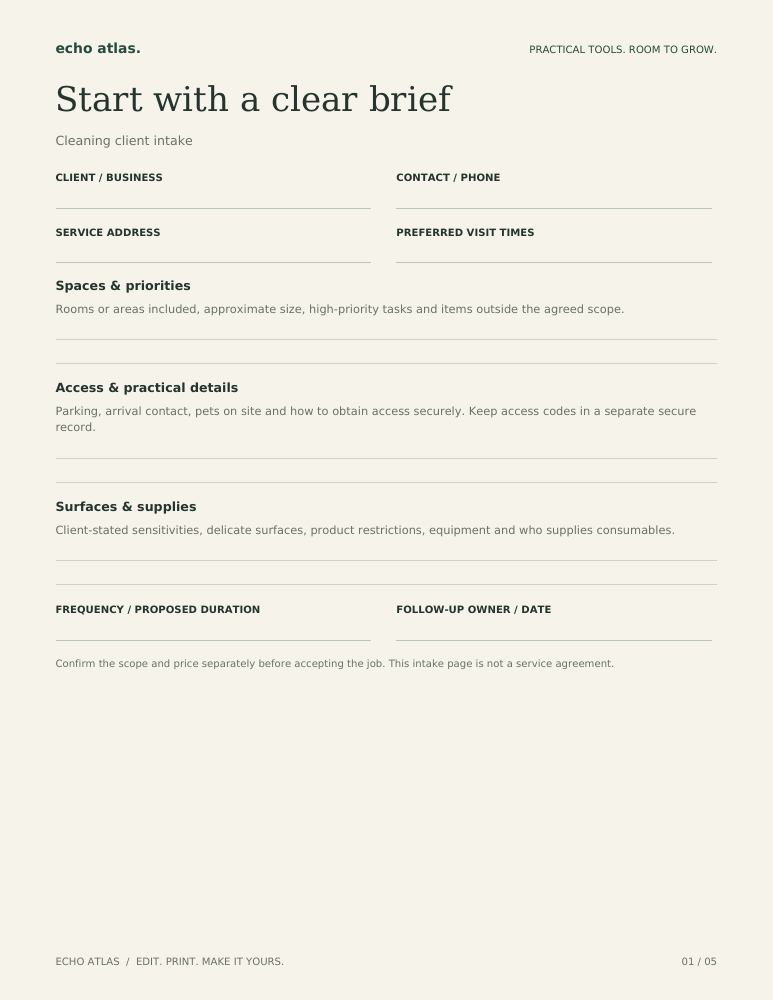 Actual template page preview